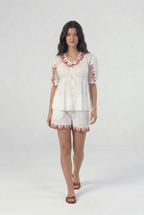 Rosette Embriodered Top