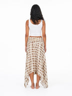 Checked Handkerchief Midi Skirt