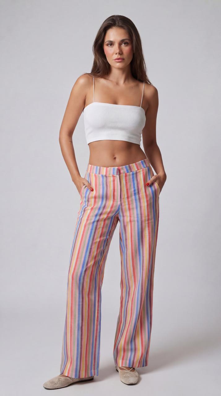 Sunset Stripe Linen Pants: image 3
