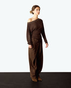 Brown Batwing sleeve studded T-shirt image 7
