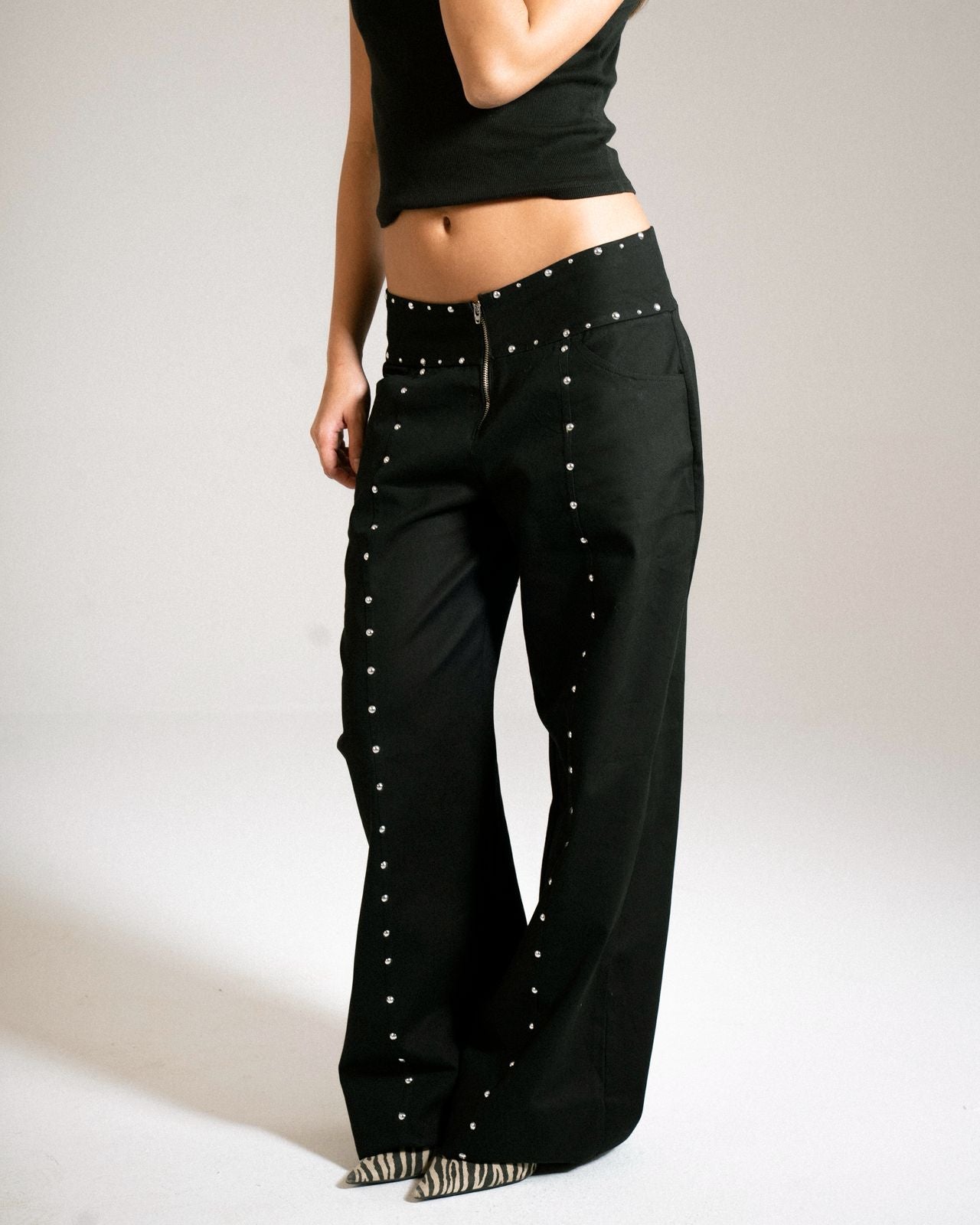Low Rise Stud Trousers - L image