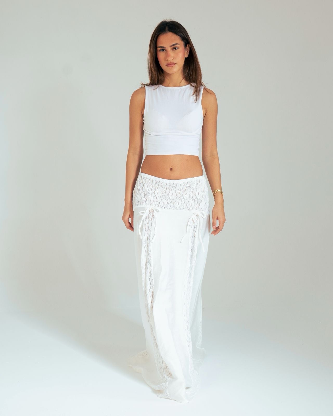 Linen Lace Panel Skirt: image 2