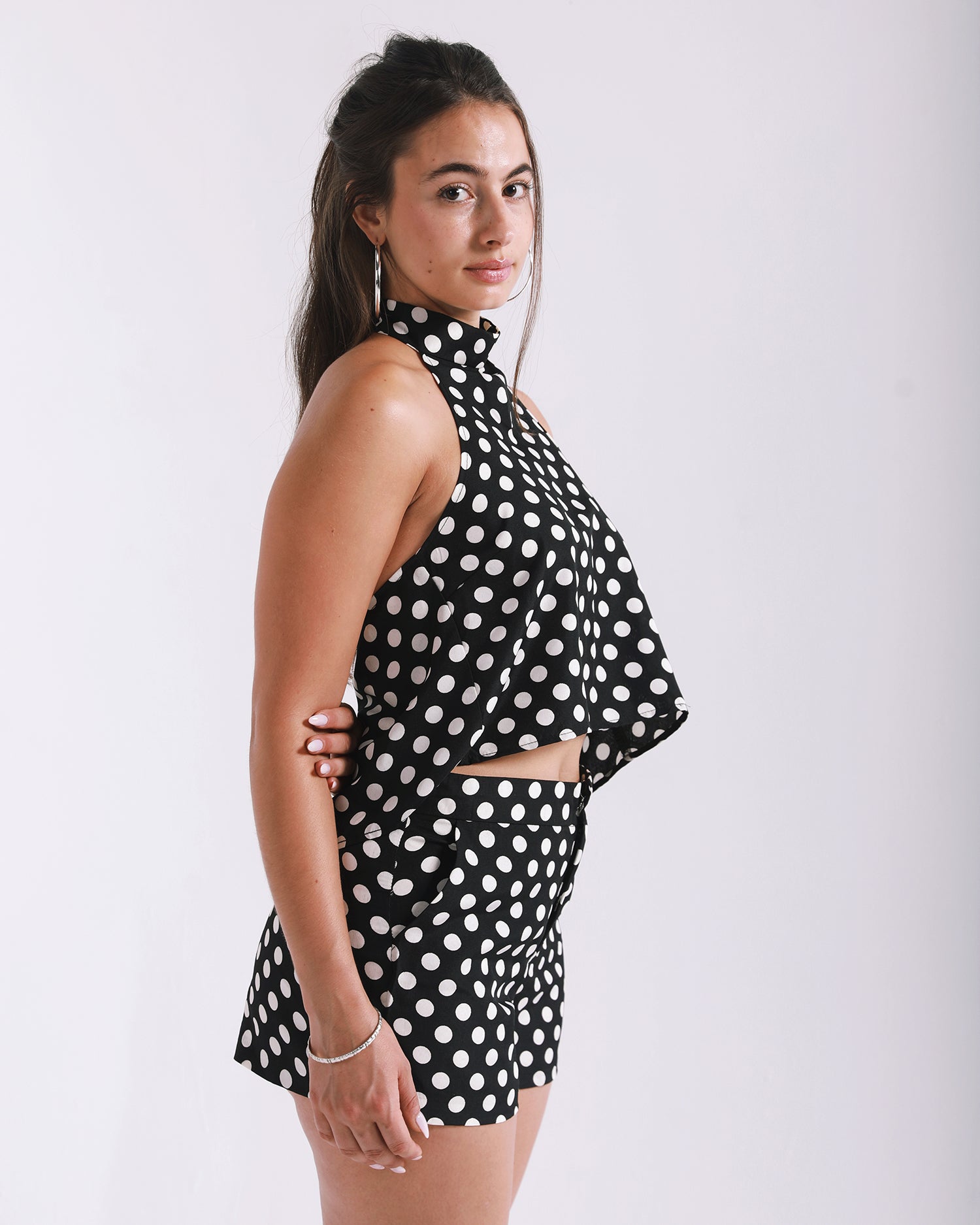 Black Polka Dot Halter Top image 2