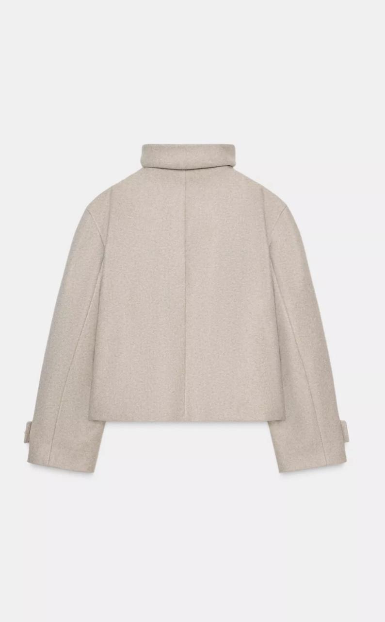 Beige High collar Jacket image 2