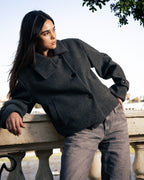 Grey high collar jacket image 1