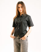 Black Poplin Double Breasted Shirt image 4