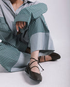 Poplin Mixed Green Stripped Pants - Green, S image