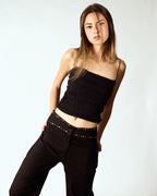 Straight Long Length Pants with Studs image 1