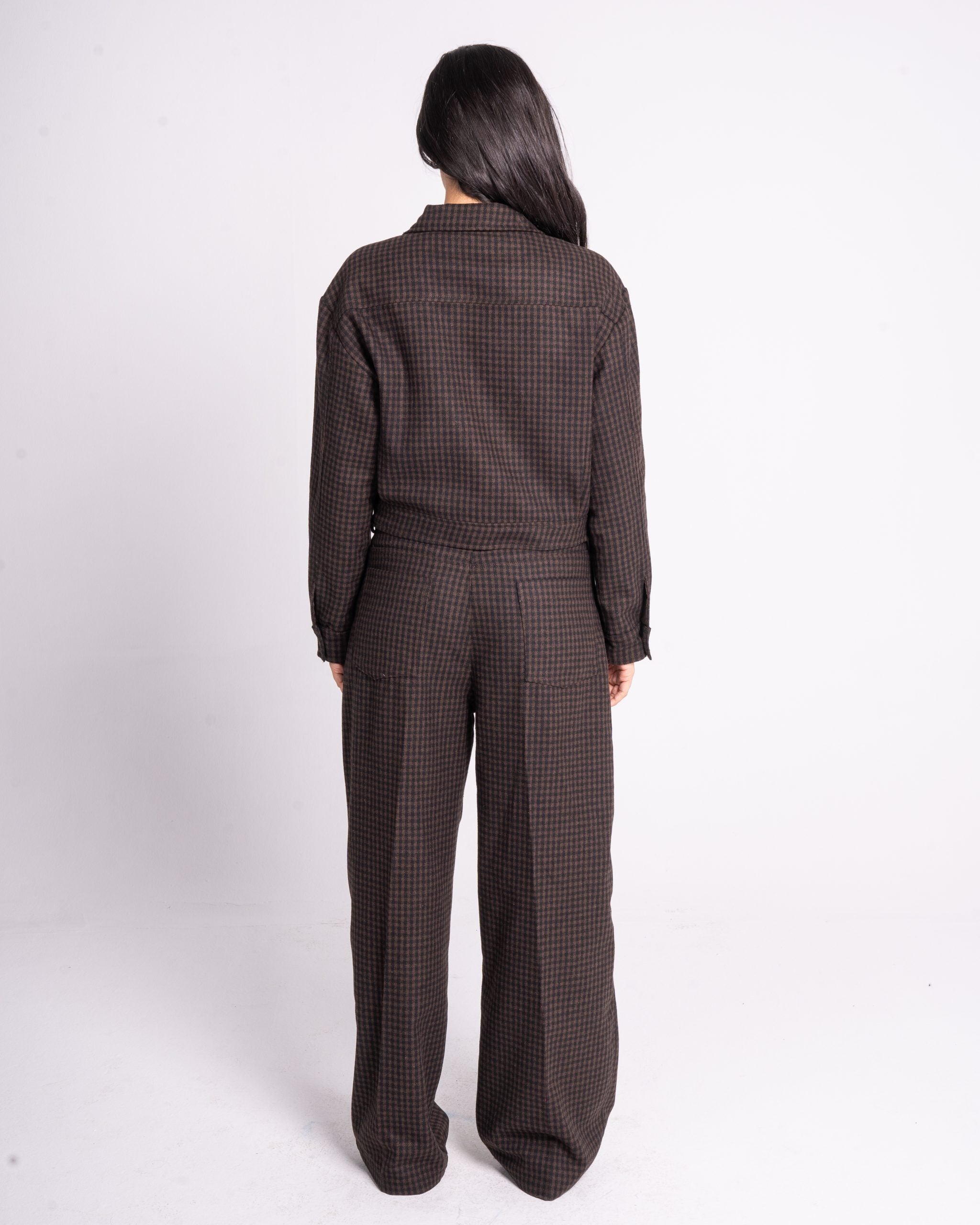 Brown Checkered Wool Pants image 1
