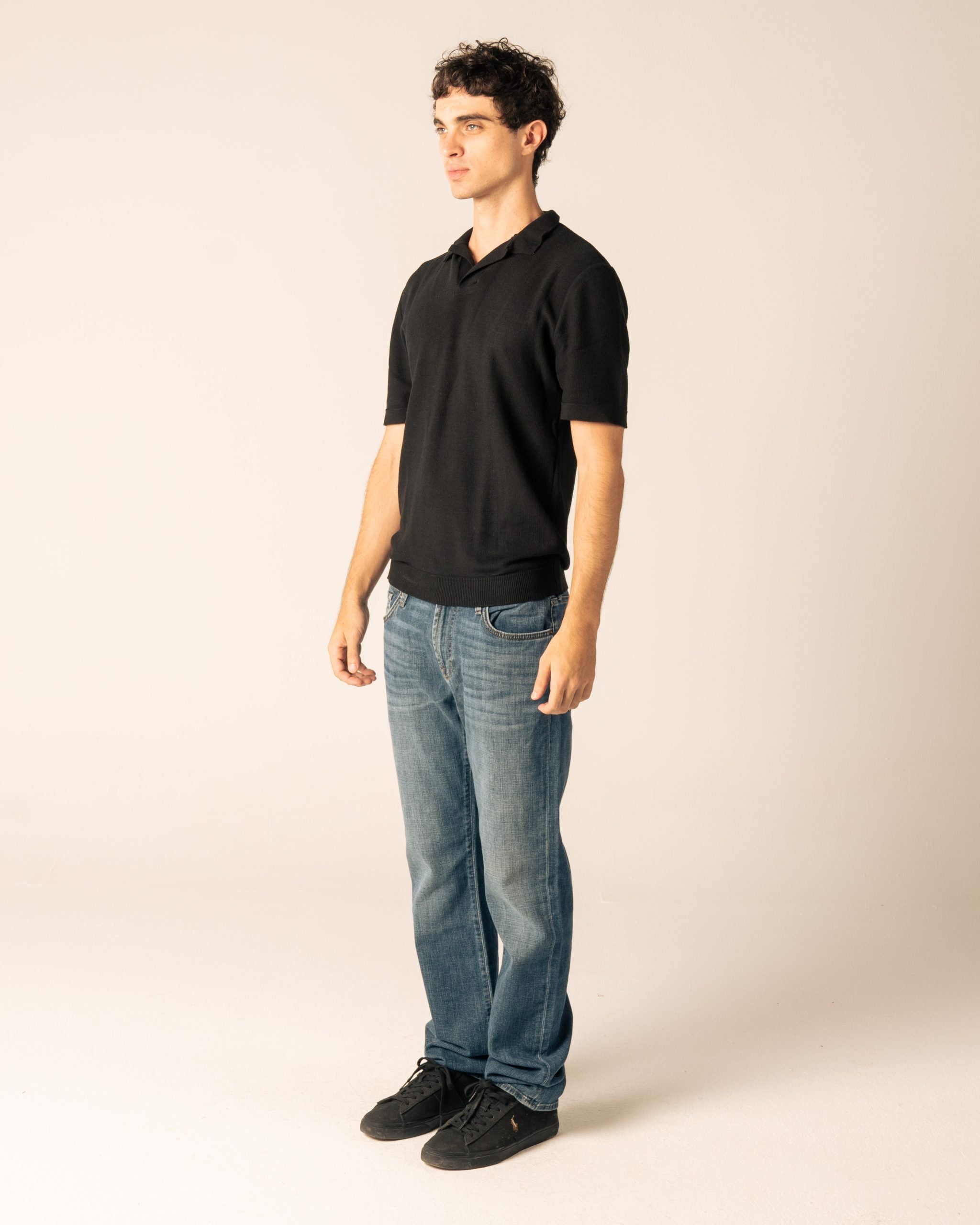 Black Knit Polo Shirt image 2