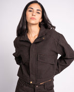 Brown Checkered Wool Jacket image 2