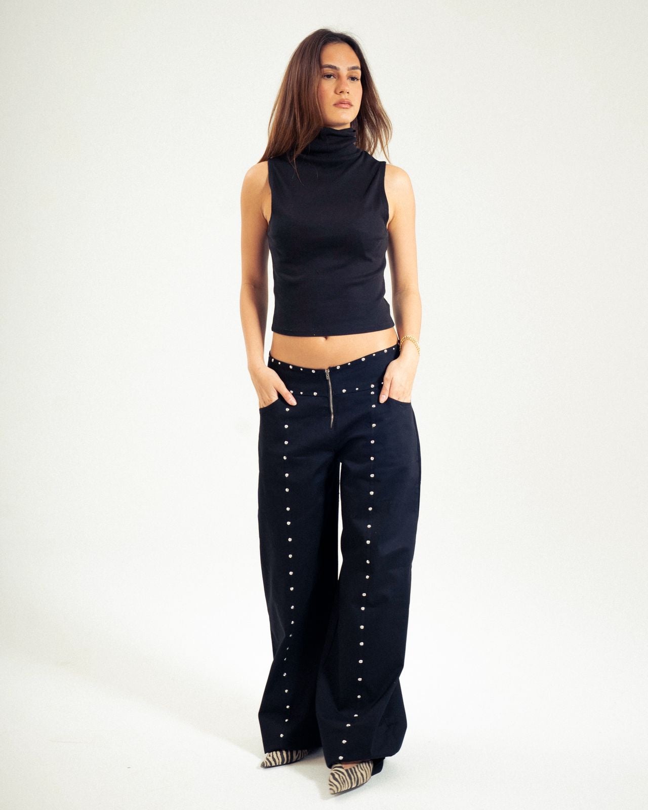 Low Rise Stud Trousers image 6