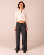 Grey Drawstring Straight Leg Pants image 0