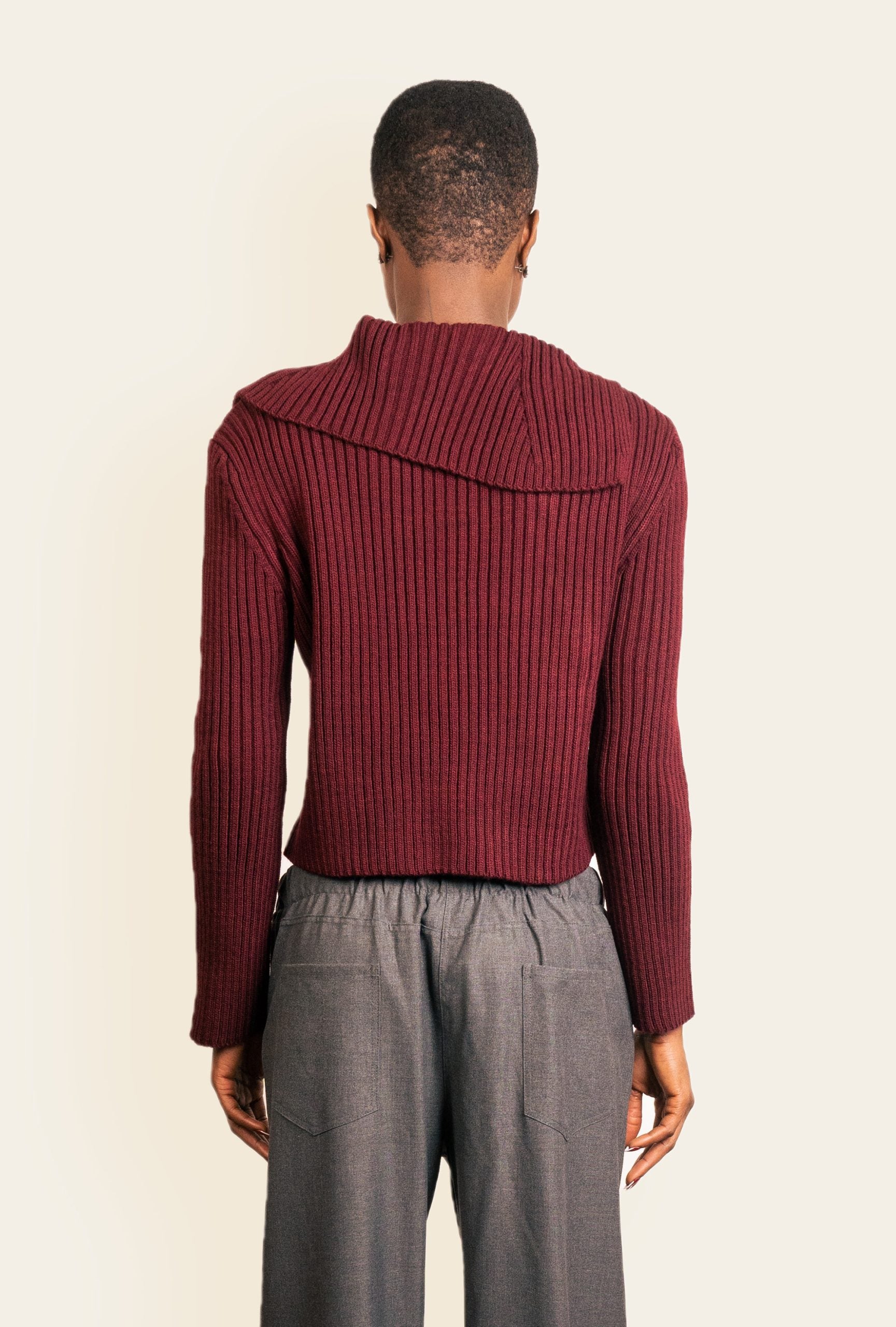 Burgundy Knit Side Zipup image 1