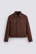 brown heavyweight suede jacket - L image