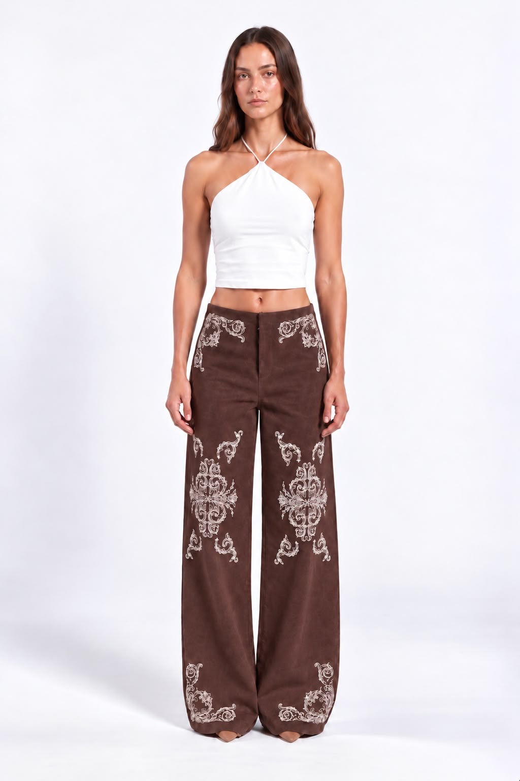Mocha embroidery pants :