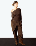 Brown Batwing sleeve studded T-shirt image 5