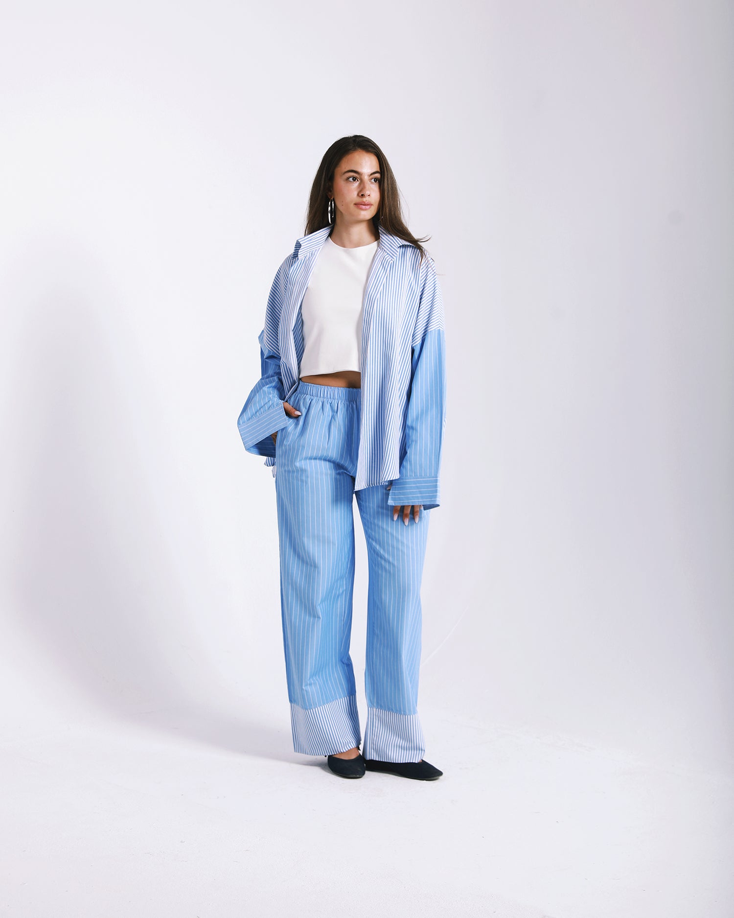 Poplin Mixed Blue Stripped Pants image 1