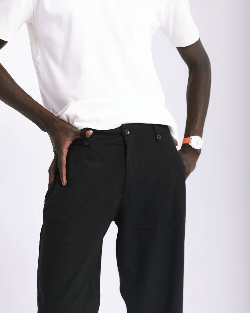 Black Linen Tailored Pants - Image 3