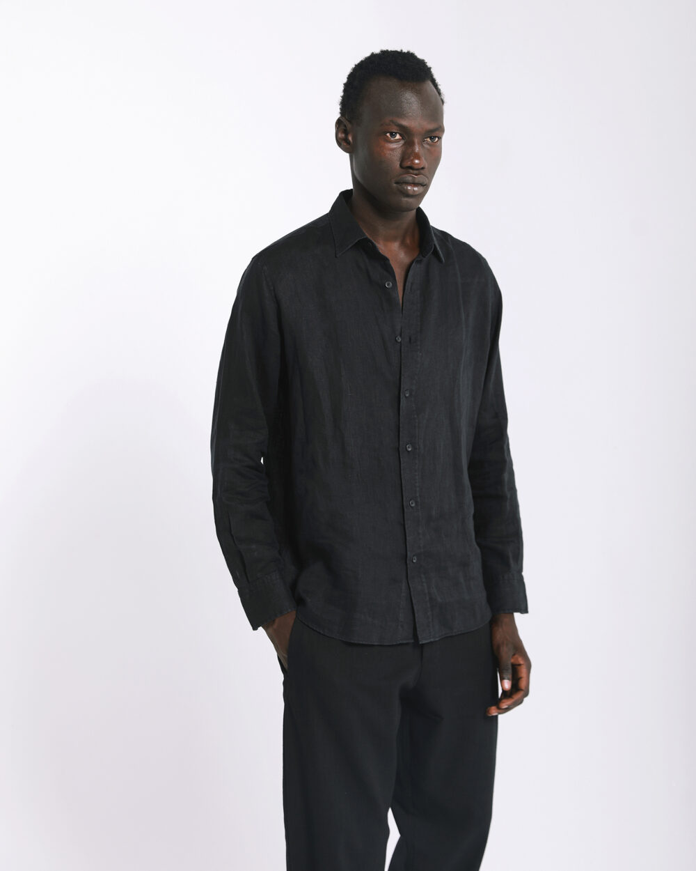 Black Linen Shirt - Image 3