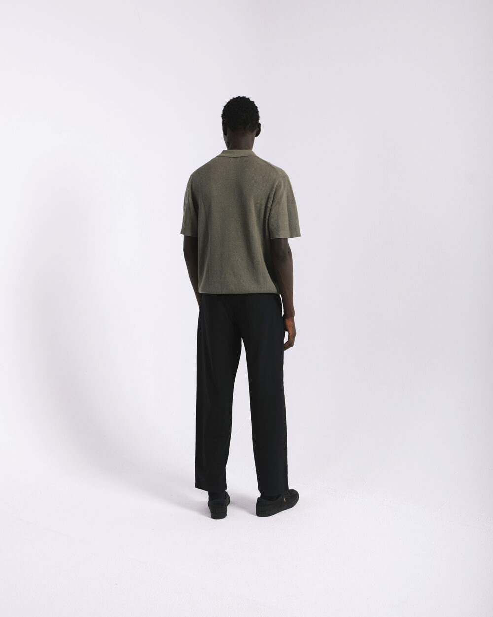 Olive Knit Polo Shirt / COMING SOON - Image 3