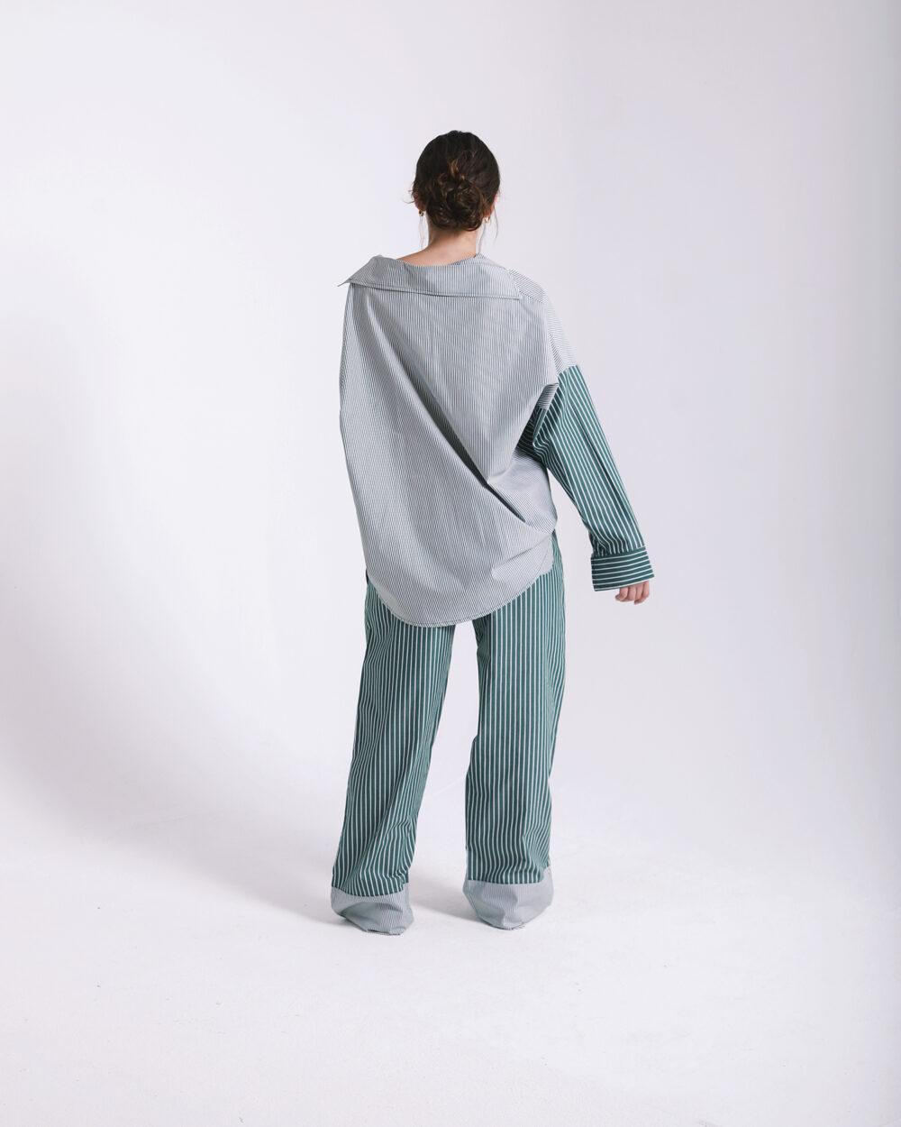 Poplin Mixed Green Stripped Pants - Image 4