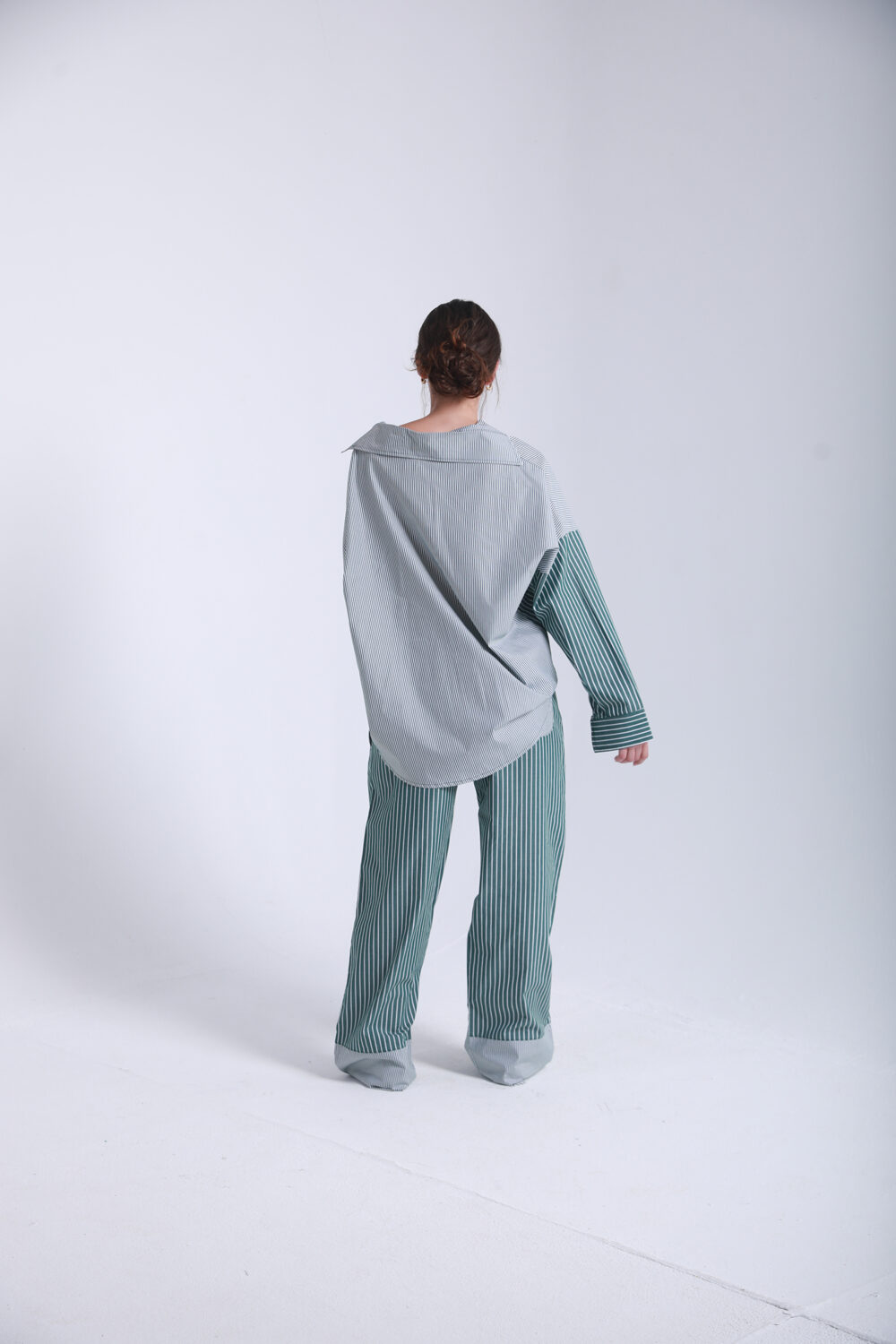 Poplin Mixed Green Stripped Shirt - Image 2
