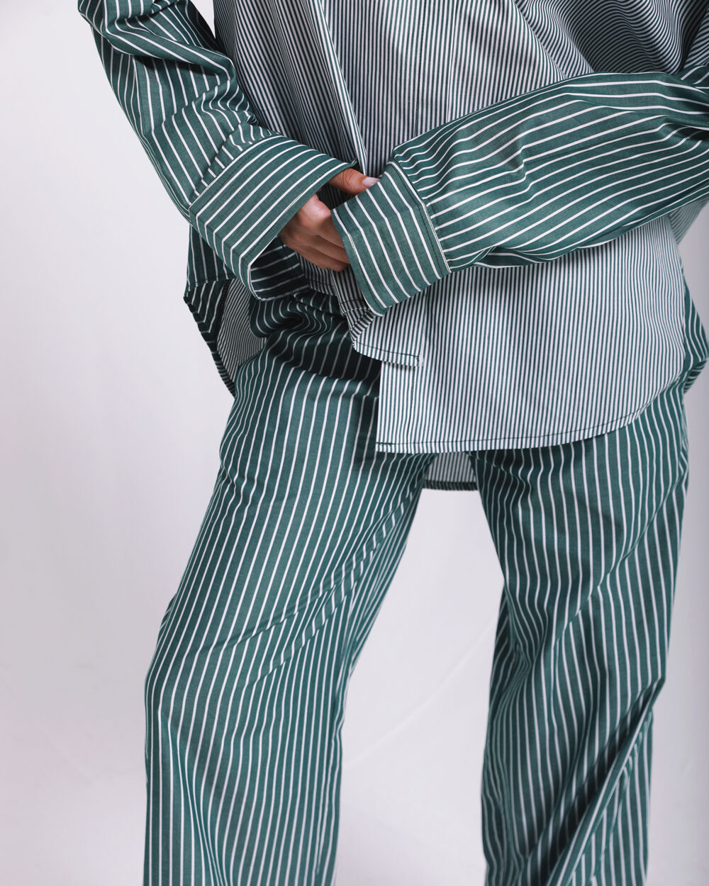 Poplin Mixed Green Stripped Shirt - Image 4